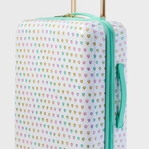 Roller Rabbit White Hard-Sided Carry-On with Mint Trim and Multicolor Hearts